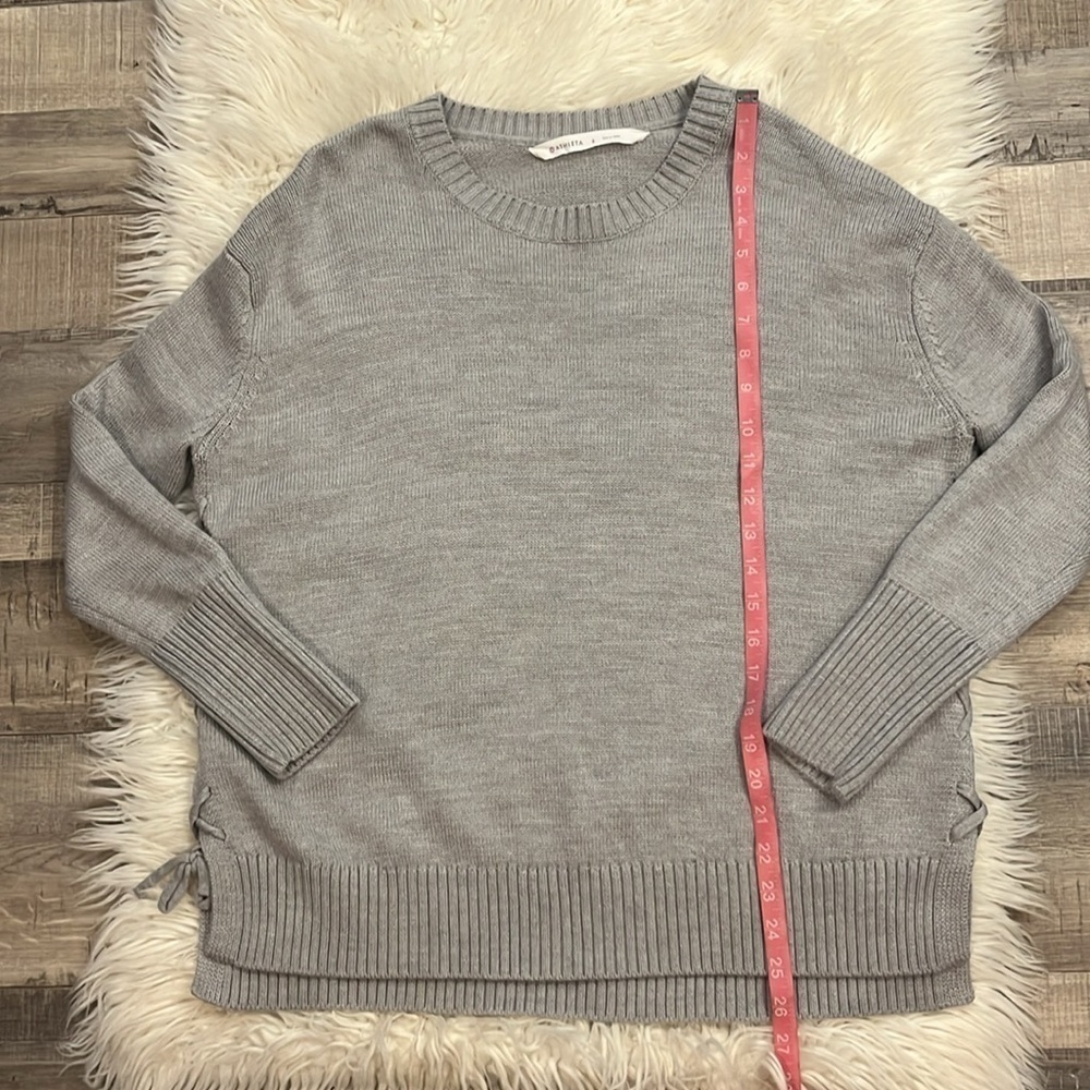 Athleta Nopa merino wool side lace up sweater light gray S - Picture 9 of 9
